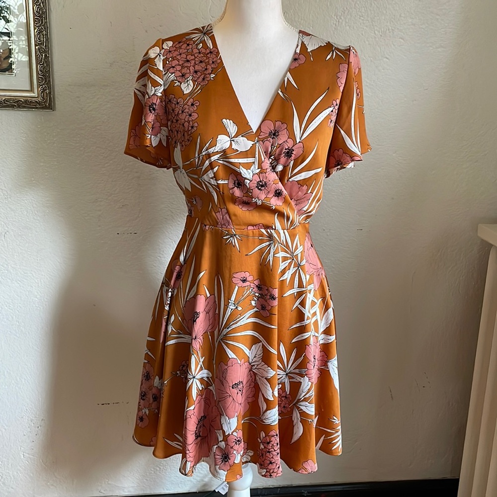 Express floral print satin mini dress